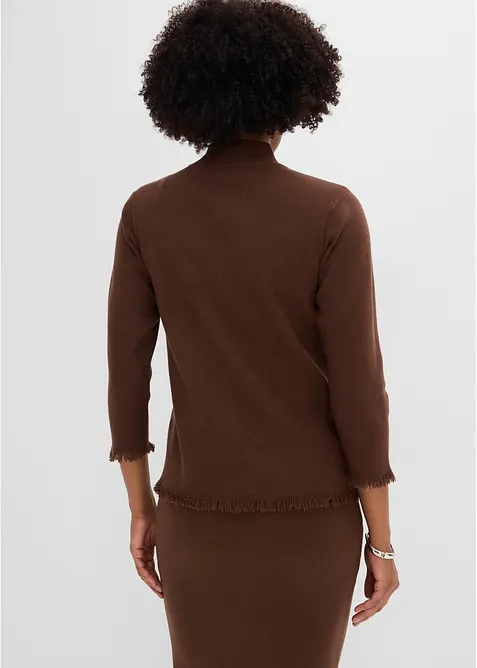Cardigan med fransiga kanter, bonprix