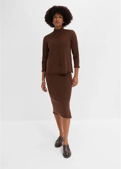 Cardigan med fransiga kanter, bonprix