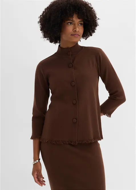 Cardigan med fransiga kanter, bonprix
