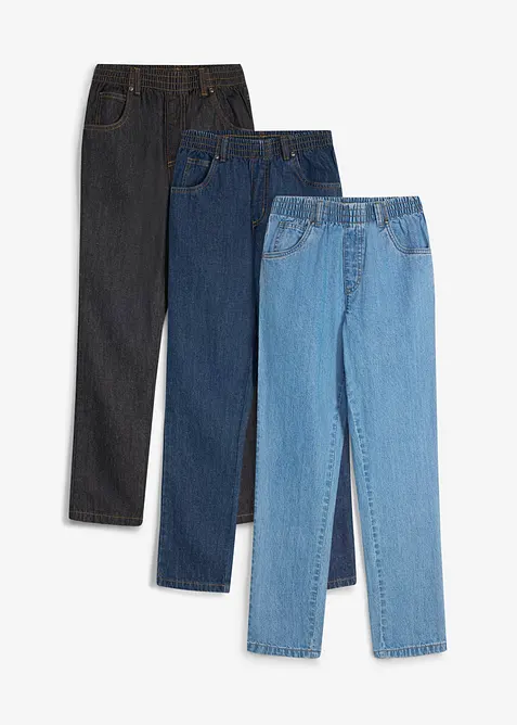 Dra p&aring;-byxa i bomull, Regular Fit, Straight (3-pack), bonprix