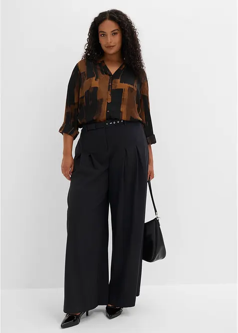 L&aring;ng chiffongblus med m&ouml;nster, bonprix