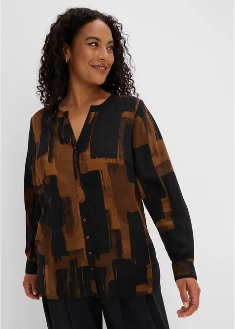 L&aring;ng chiffongblus med m&ouml;nster, bonprix