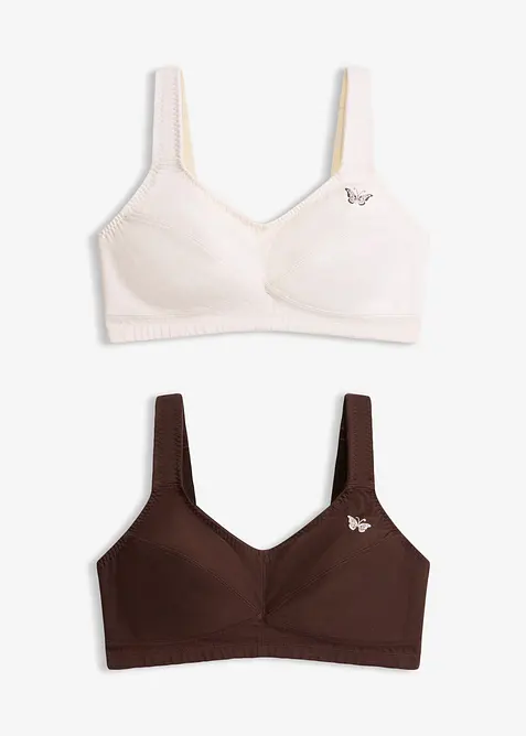 BH utan bygel, med ekologisk bomull (2-pack), bonprix