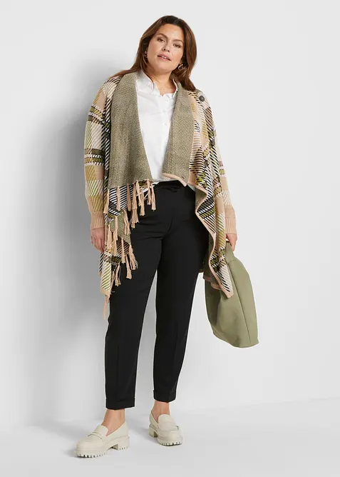 L&aring;ng cardigan med fransar, bonprix