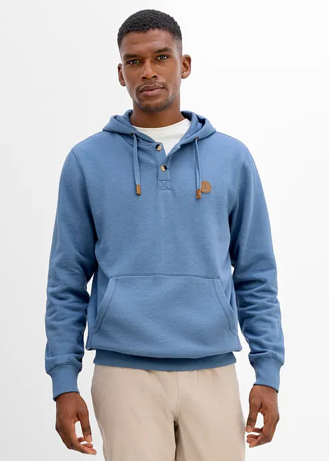Sweatshirt med huva och detaljer i skinnimitation, bonprix