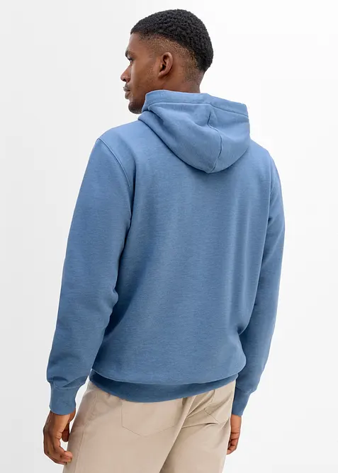 Sweatshirt med huva och detaljer i skinnimitation, bonprix