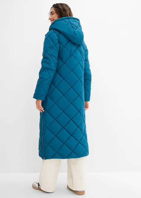 L&aring;ng vadderad t&auml;ckkappa med huva, bonprix