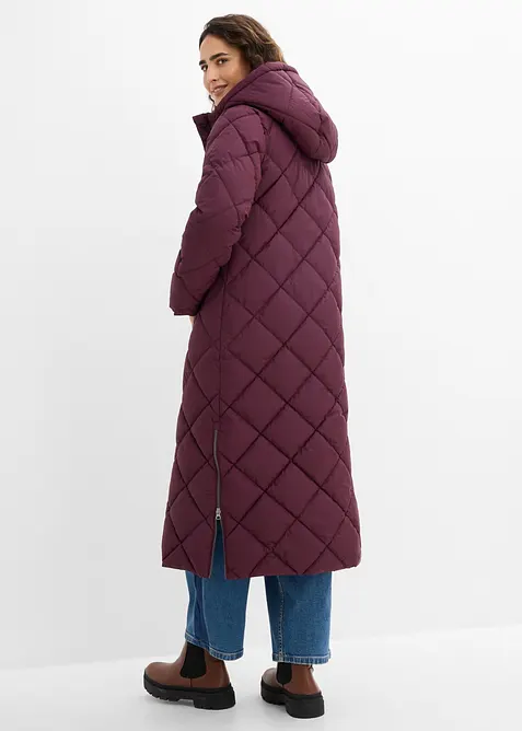 L&aring;ng vadderad t&auml;ckkappa med huva, bonprix
