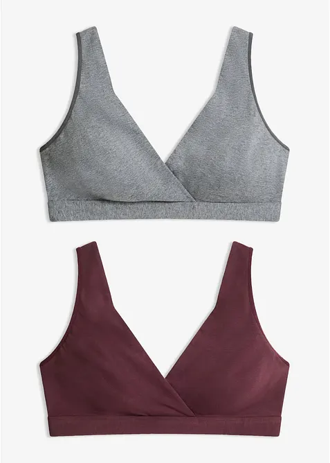 Amningsbeh&aring; utan bygel, med ekologisk bomull (2-pack), bonprix