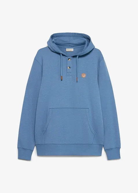 Sweatshirt med huva och detaljer i skinnimitation, bonprix
