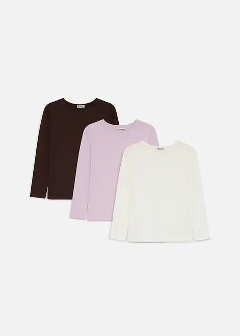L&aring;ng&auml;rmad topp med bomull (3-pack), bonprix