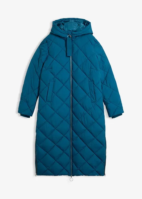 L&aring;ng vadderad t&auml;ckkappa med huva, bonprix