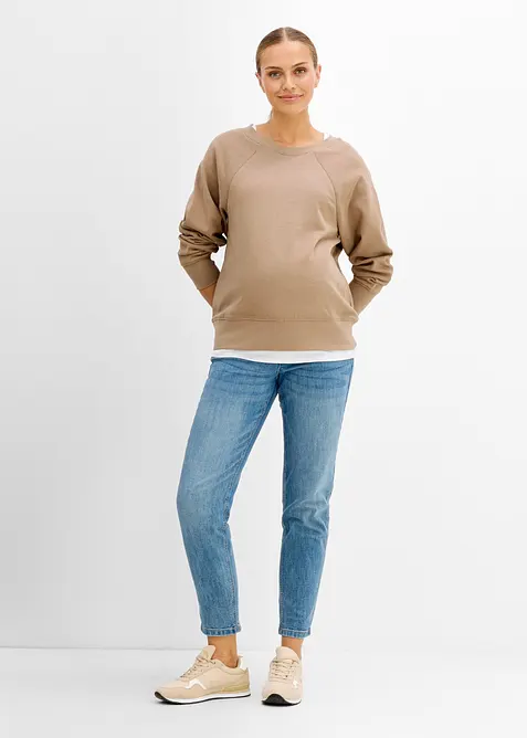 Mamma-/amningssweatshirt i ekologisk bomull, bonprix