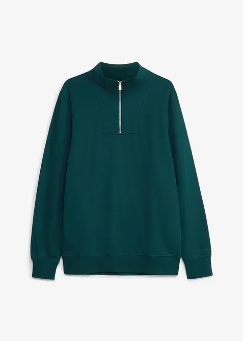 Sweatshirt med krage och dragkedja i ekologisk bomull, bonprix