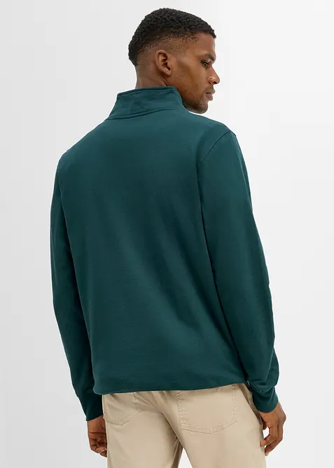 Sweatshirt med krage och dragkedja i ekologisk bomull, bonprix