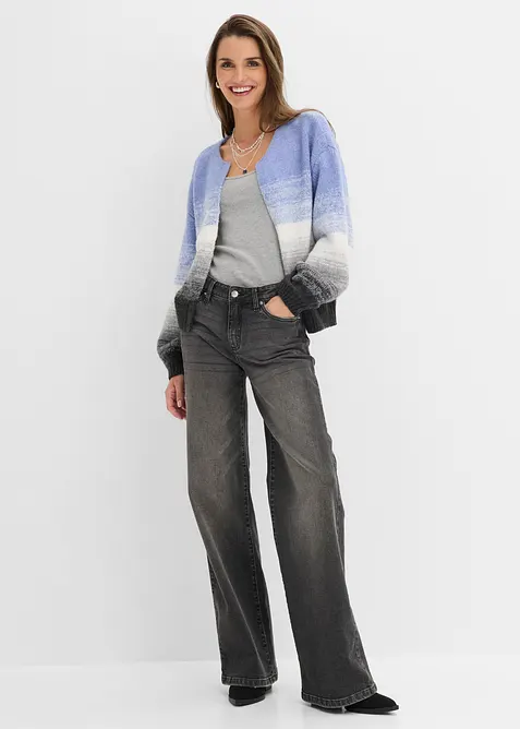 Grovstickad cardigan av mjuk materialmix, bonprix