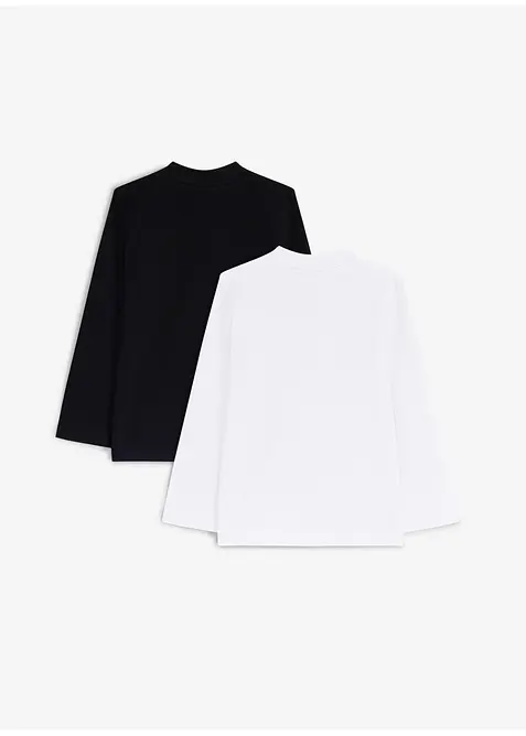 L&aring;ng&auml;rmad topp i ekologisk bomull med stretch (2-pack), bonprix