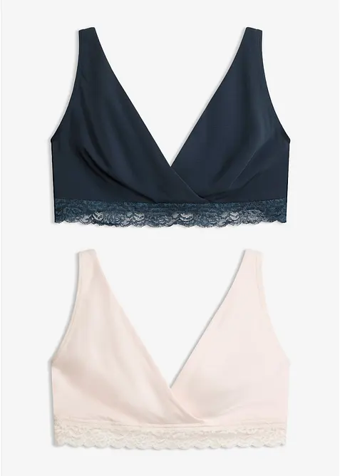 Amningsbeh&aring; utan bygel med ekologisk bomull (2-pack), bonprix