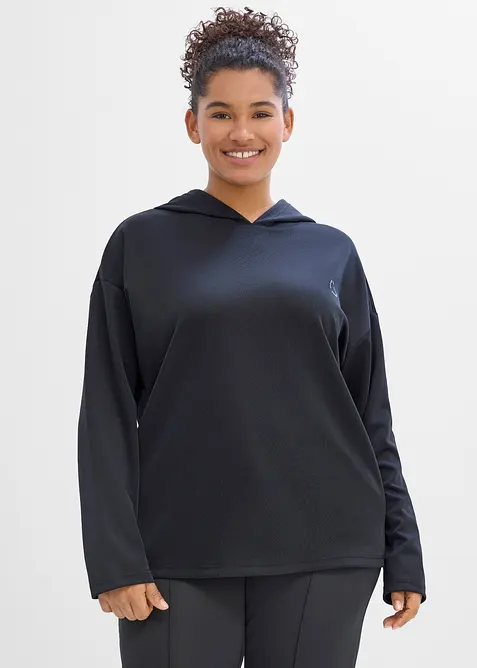 Sportig oversizesweatshirt med huva, snabbtorkande, bonprix
