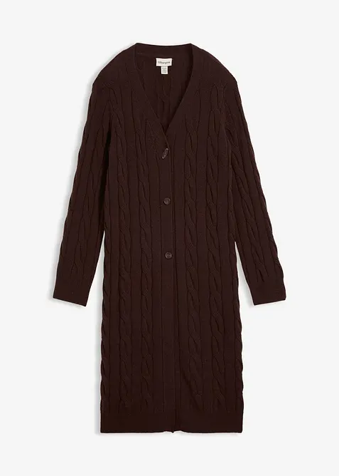 L&aring;ng cardigan i bomull och ull, bonprix