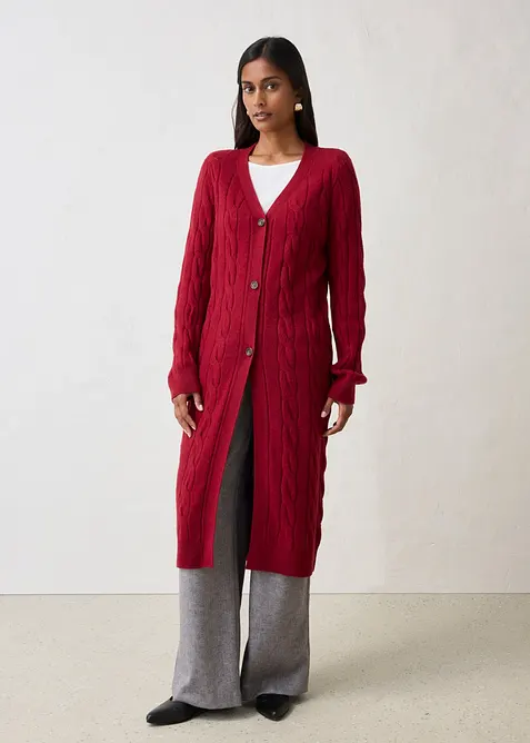 L&aring;ng cardigan i bomull och ull, bonprix