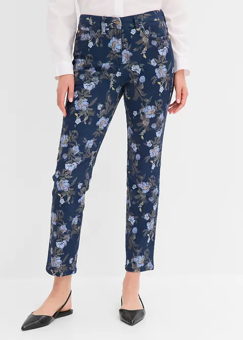 Twillbyxa med blomm&ouml;nster, bonprix