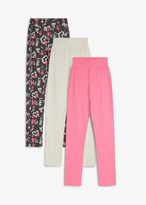 Leggings i ekologisk bomull med stretch (3-pack), bonprix