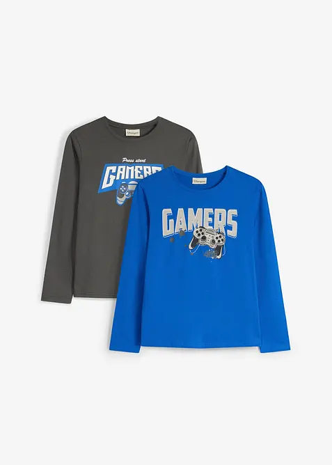 L&aring;ng&auml;rmad T-shirt i ekologisk bomull (2-pack), bonprix