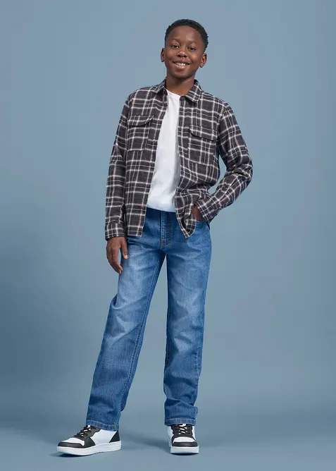Regular Fit Stretch Jeans med reglerbar midja, Straight, bonprix