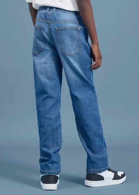 Regular Fit Stretch Jeans med reglerbar midja, Straight, bonprix
