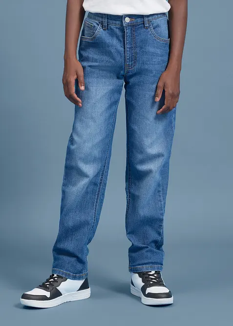 Regular Fit Stretch Jeans med reglerbar midja, Straight, bonprix