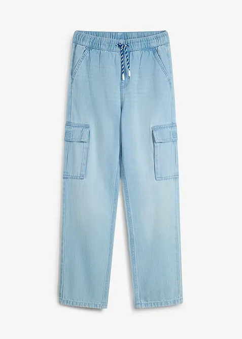 Dra p&aring;-jeans i Loose Fit med cargofickor, Straight, bonprix