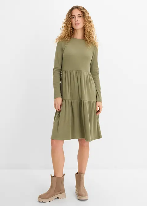 Ribbad midikl&auml;nning med stretch, bonprix