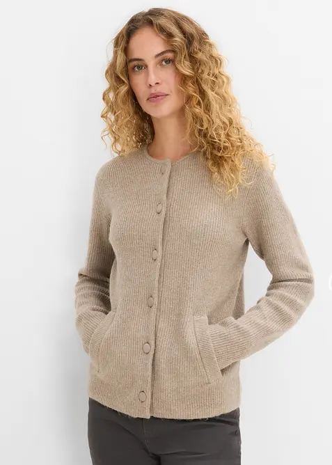 Ribbstickad cardigan, bonprix