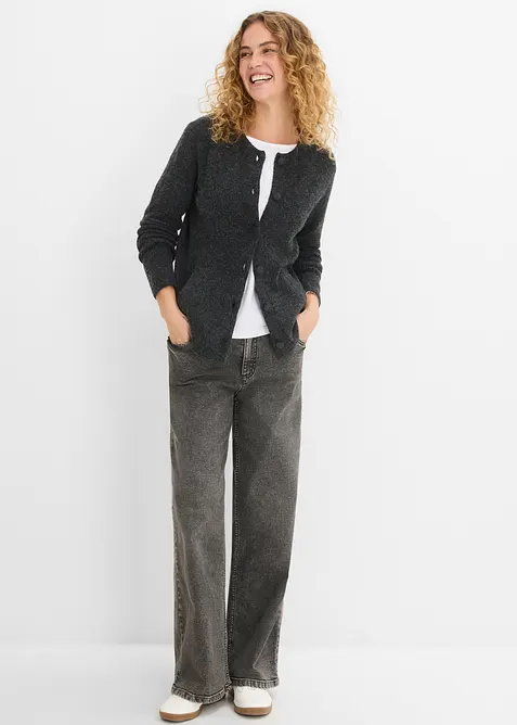Ribbstickad cardigan, bonprix
