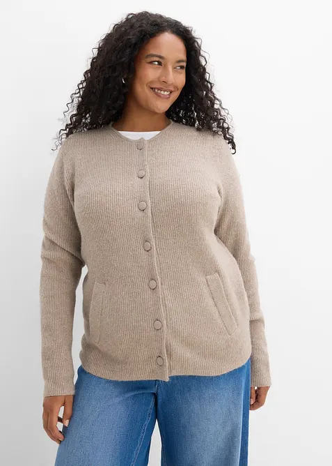 Ribbstickad cardigan, bonprix