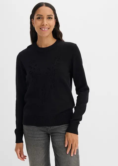Finstickad tr&ouml;ja i viskosmix, bonprix