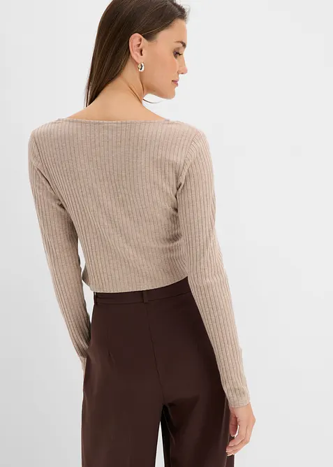 Ribbstickad topp, bonprix