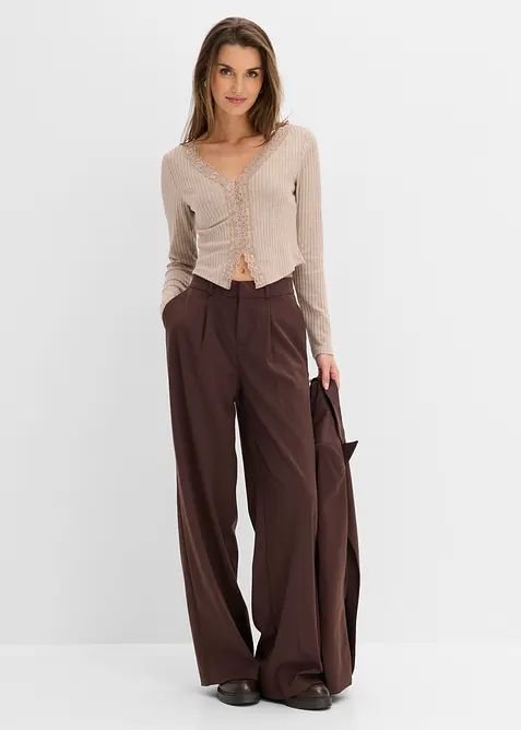 Ribbstickad topp, bonprix