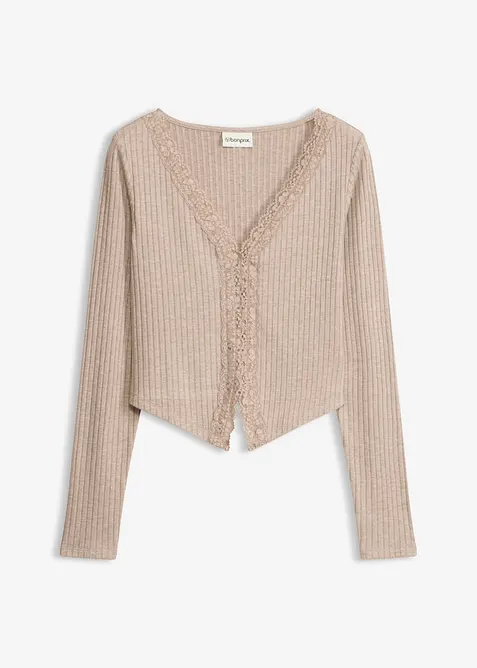 Ribbstickad topp, bonprix