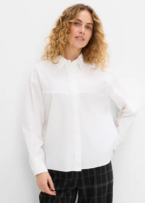 Skjortblus i bomullsmix, bonprix