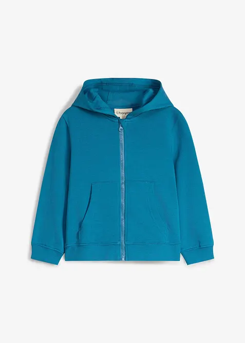 Sweatshirtjacka med huva, av mjuk ekologisk bomull, bonprix