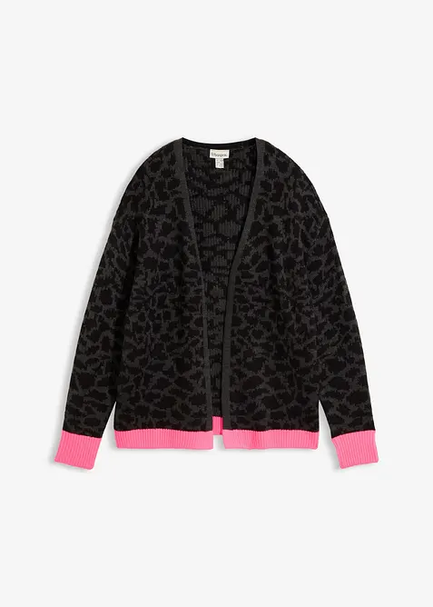 Grovstickad cardigan i vid modell, bonprix