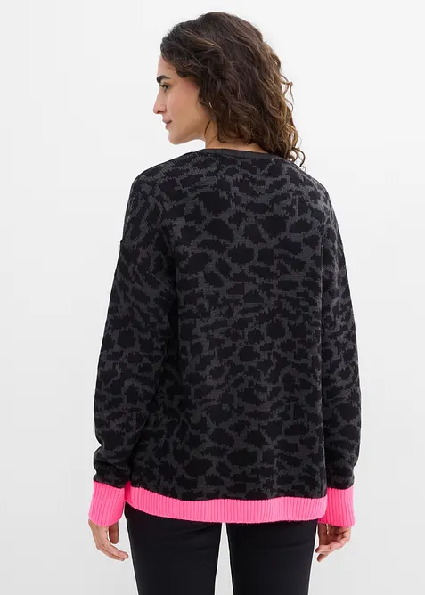 Grovstickad cardigan i vid modell, bonprix
