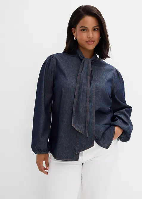 Jeansblus av ekologisk bomull, bonprix