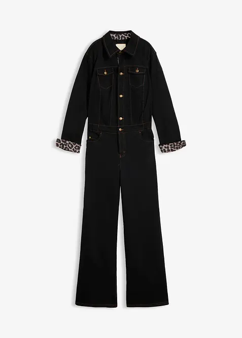 Jumpsuit i twill av bomullsstretch med bekv&auml;m midja, bonprix