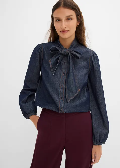 Jeansblus av ekologisk bomull, bonprix