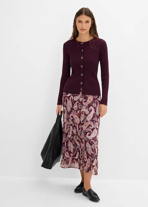 Finstickad cardigan i viskosmix, bonprix