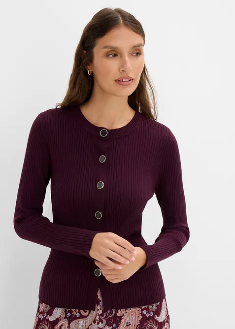 Finstickad cardigan i viskosmix, bonprix