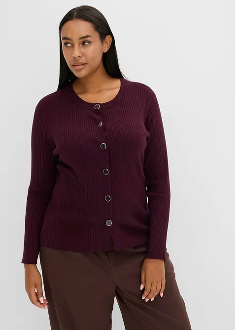 Finstickad cardigan i viskosmix, bonprix